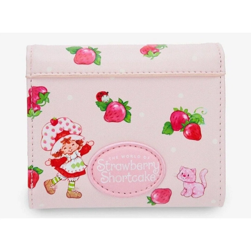 Strawberry Shortcake Strawberries, Pink‎ Bows Lace Up WALLET NWT!